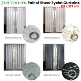 Elegant Grey Sheer Eyelet Curtains with Silver Foil