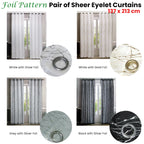 Elegant White and Gold Foil Eyelet Curtains