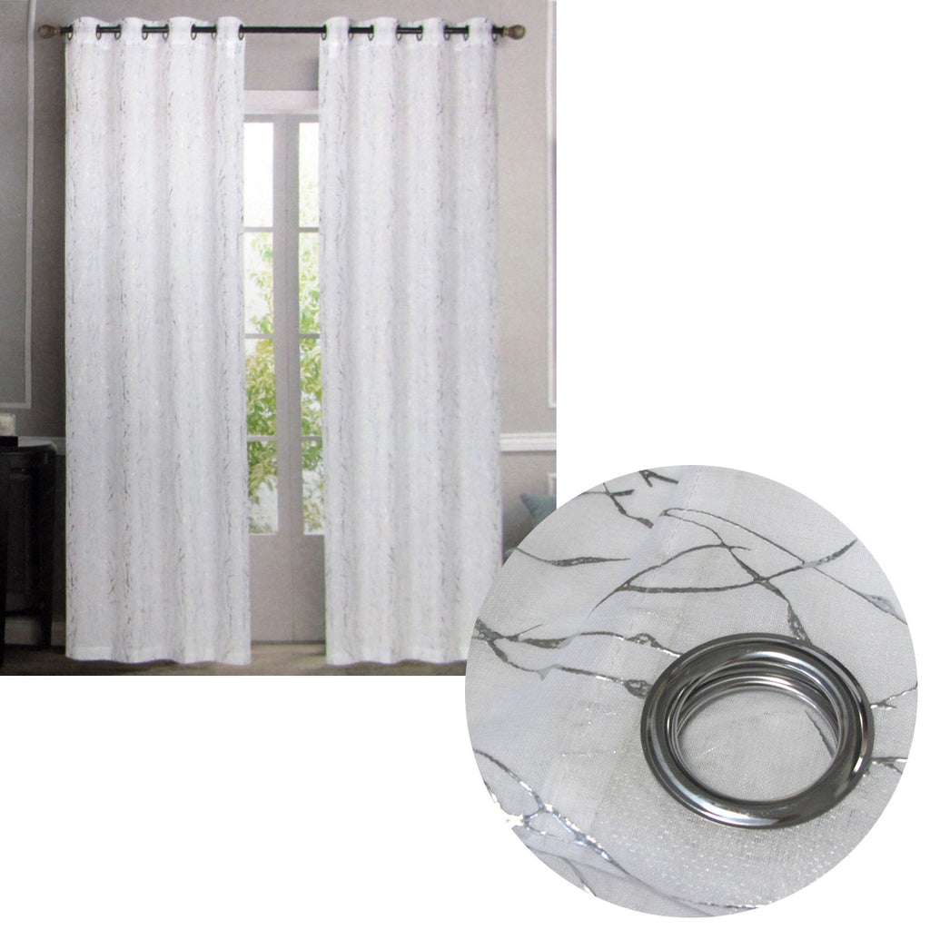 Sheer Eyelet Curtains with Silver Foil Accents