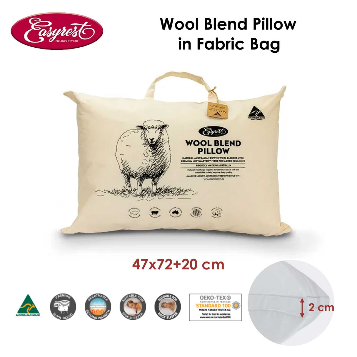 Easyrest Eco-Friendly Wool Blend Pillow
