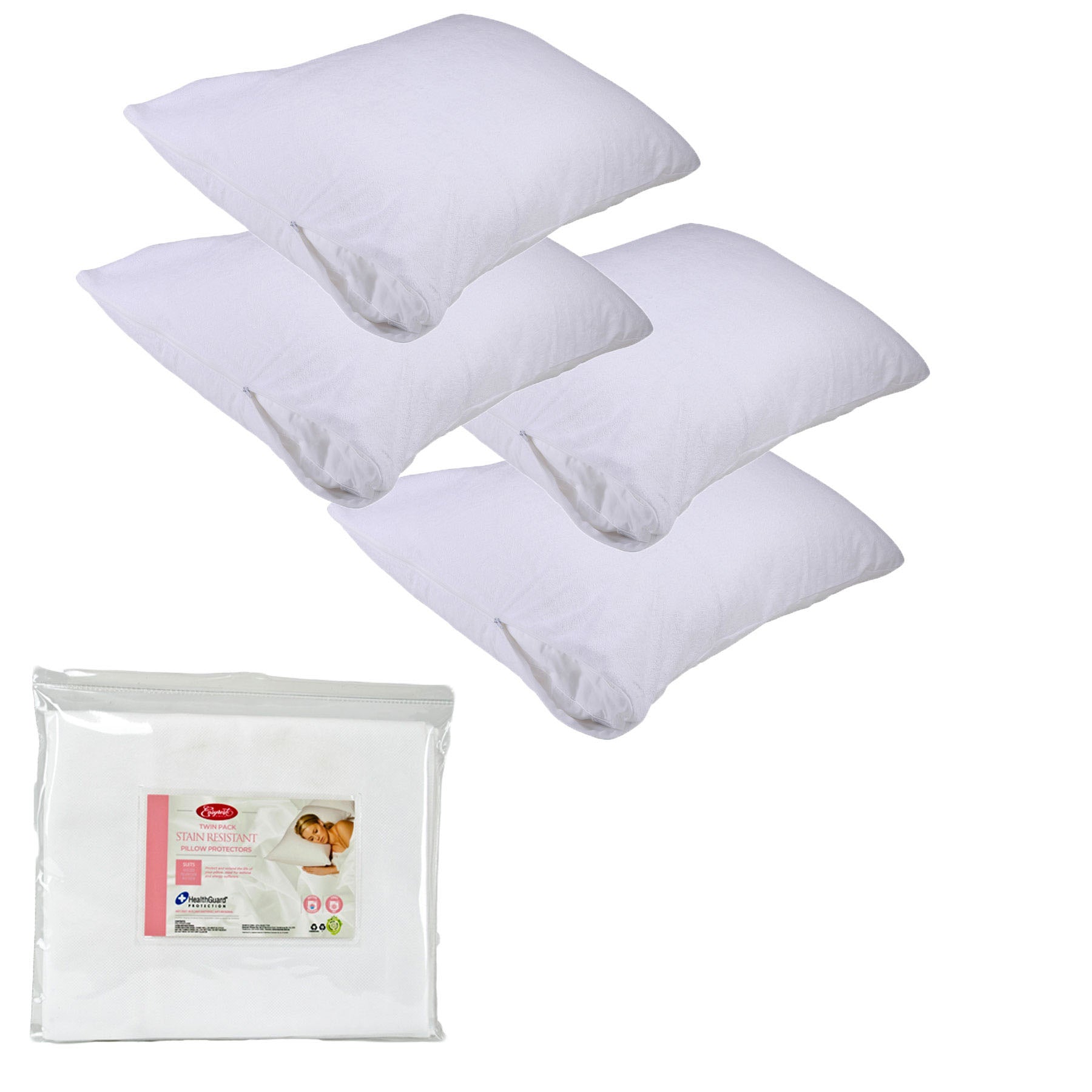 Easyrest Stain Resistant Pillow Protectors - 4 Pack