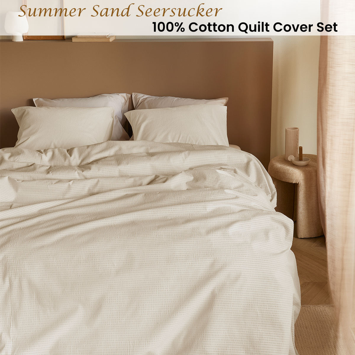 Bedding House Summer Sand Seersucker Cotton Quilt Cover Set King