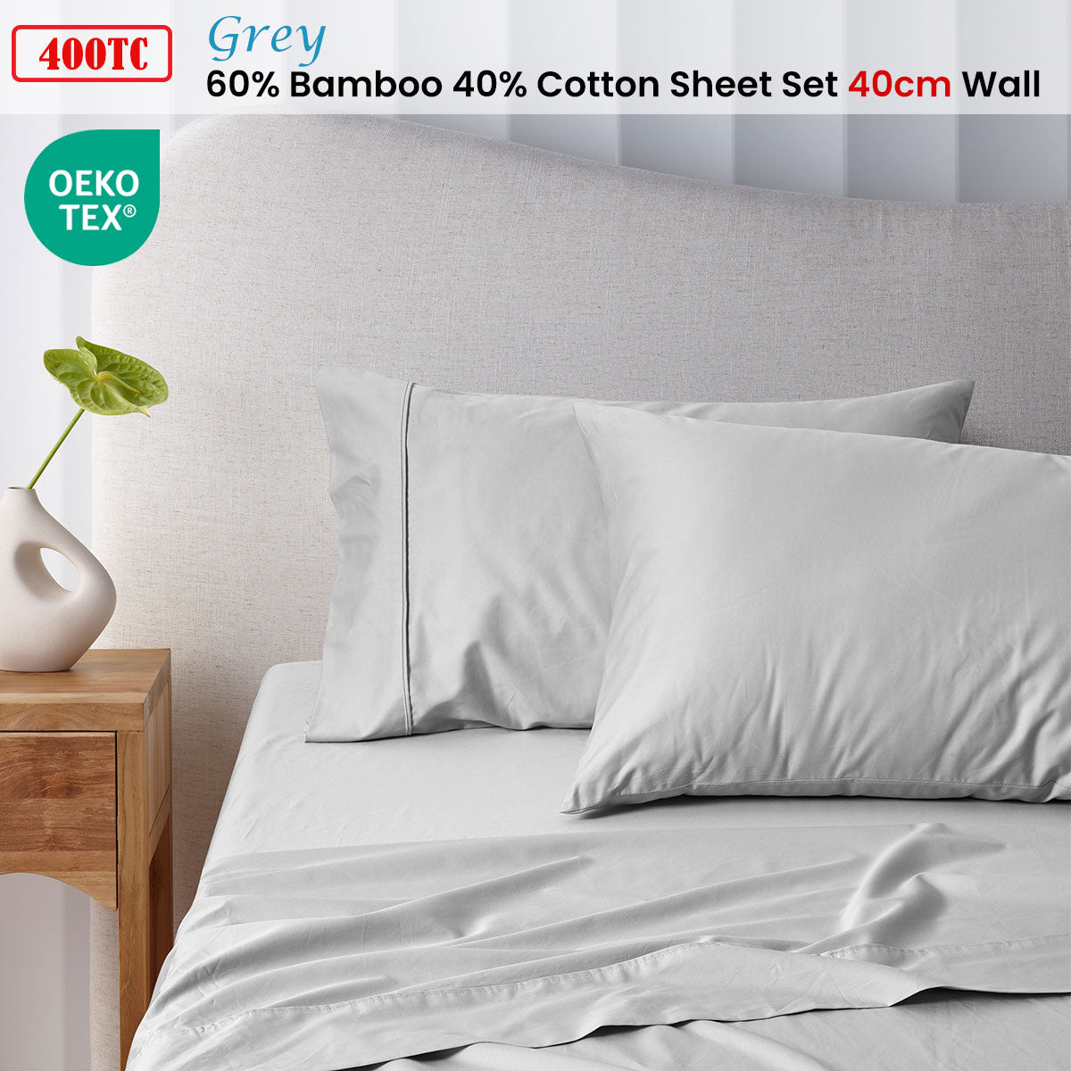 Accessorize 400TC Bamboo Cotton Sheet Set 40cm Wall Premium Bedding Collection