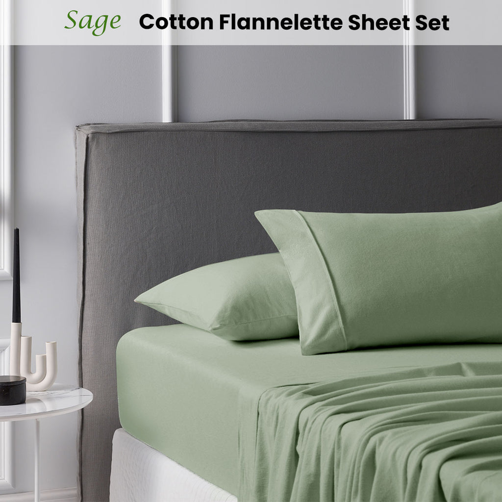 Accessorize Cotton Flannelette Sheet Set - Soft Brushed Bed Linen Collection