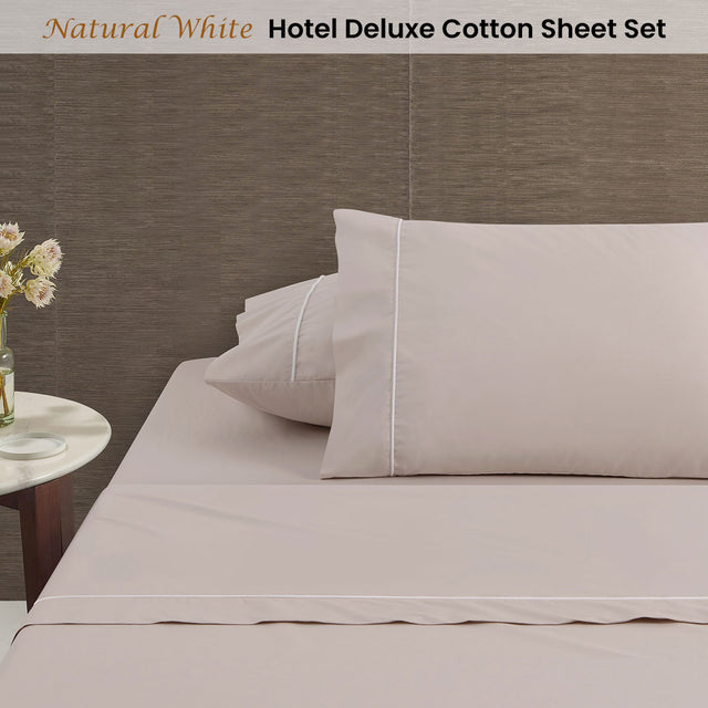 Accessorize Piped Hotel Deluxe Cotton Sheet Set Luxury Bed Linen Collection