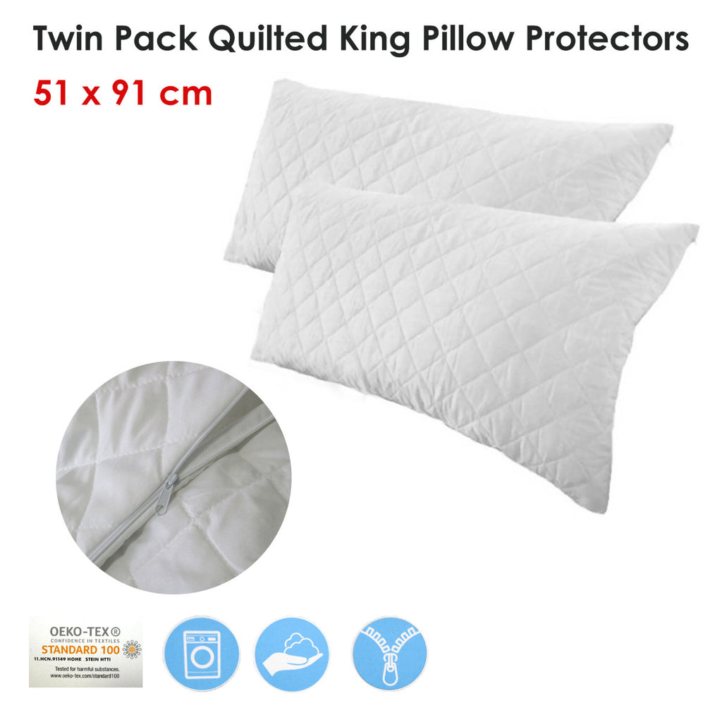 Quilted King Pillow Protectors Twin Pack