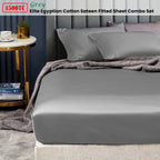 Ramesses 1500TC Elite Egyptian Cotton Sateen Fitted Sheet Combo Set Bed Linen