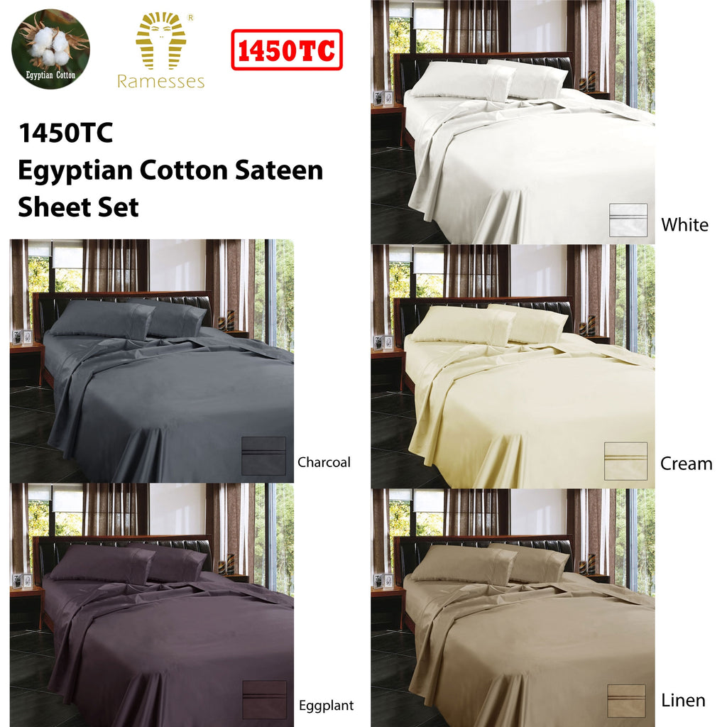 Ramesses 1450TC Egyptian Cotton Sateen Sheet Set - Premium Luxury Bedding Collection