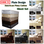 Ramesses 1000TC American Pima Cotton Plain Design Sheet Set Luxury Bedding Collection