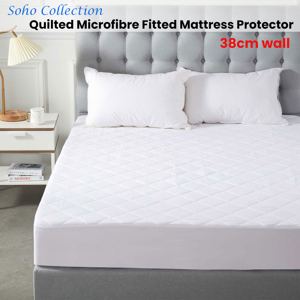 Soho Collection Quilted Microfibre Fitted Mattress Protector 38cm Wall King Single