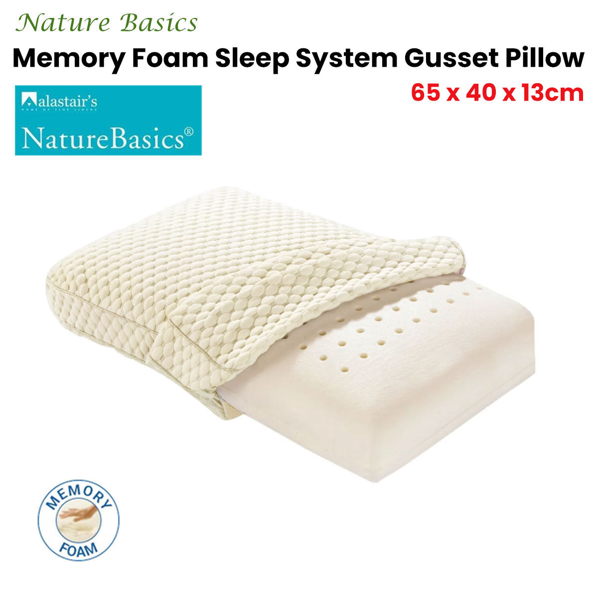 Alastairs Nature Basics Memory Foam Gusset Pillow