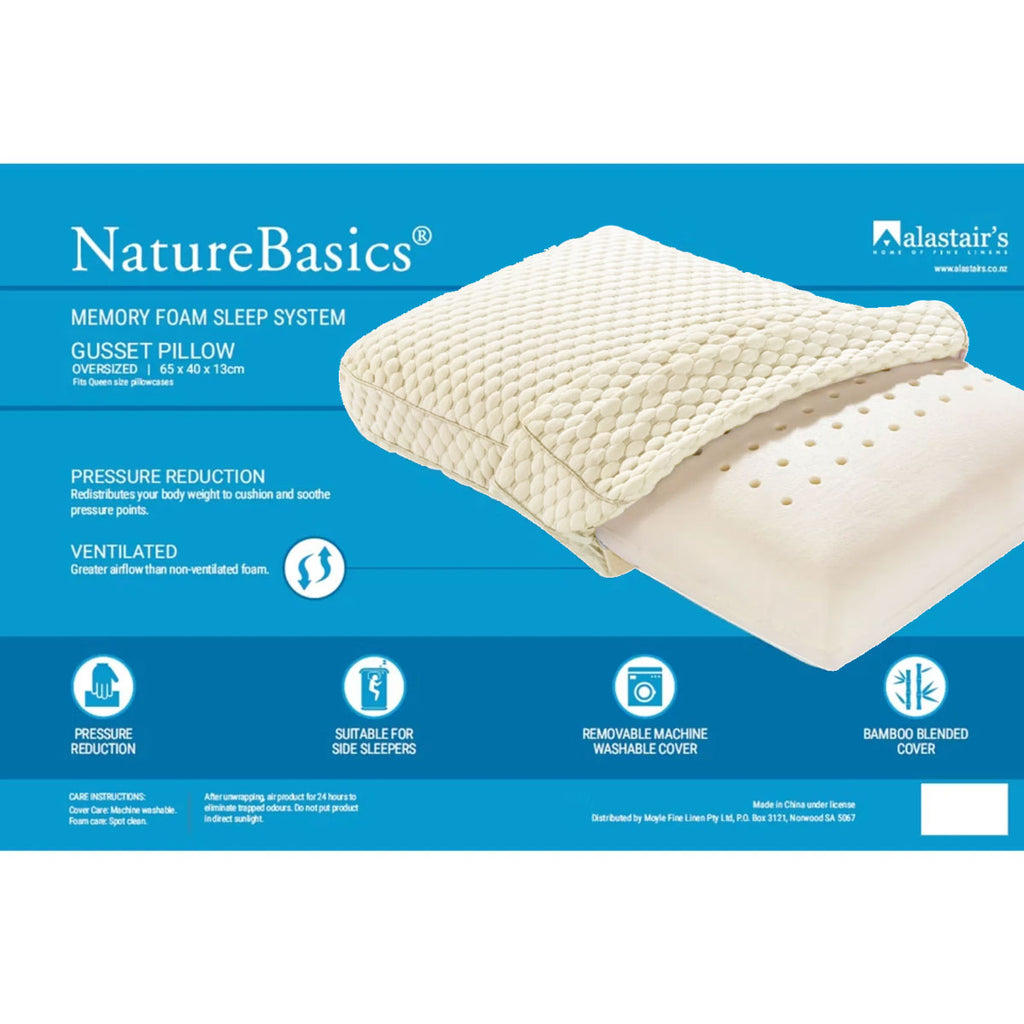 Alastairs Nature Basics Memory Foam Gusset Pillow