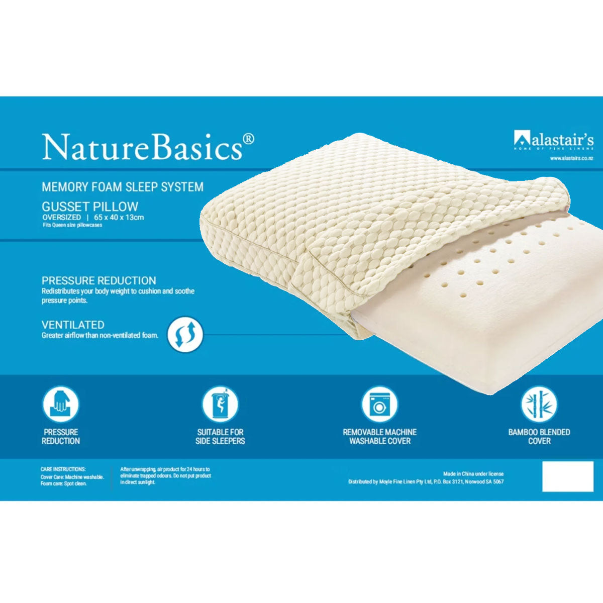 Alastairs Nature Basics Memory Foam Gusset Pillow