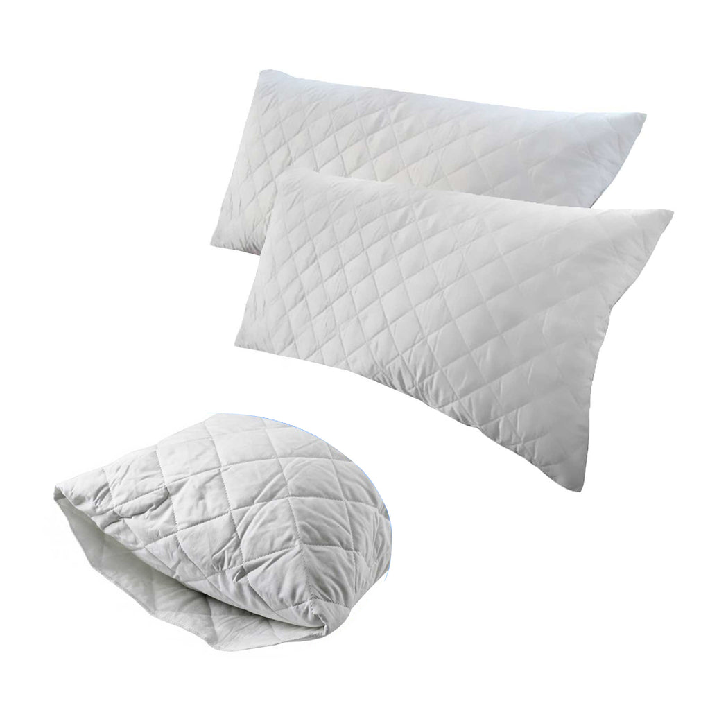 Quilted Cotton King Pillow Protectors Twin Pack 51x91 cm