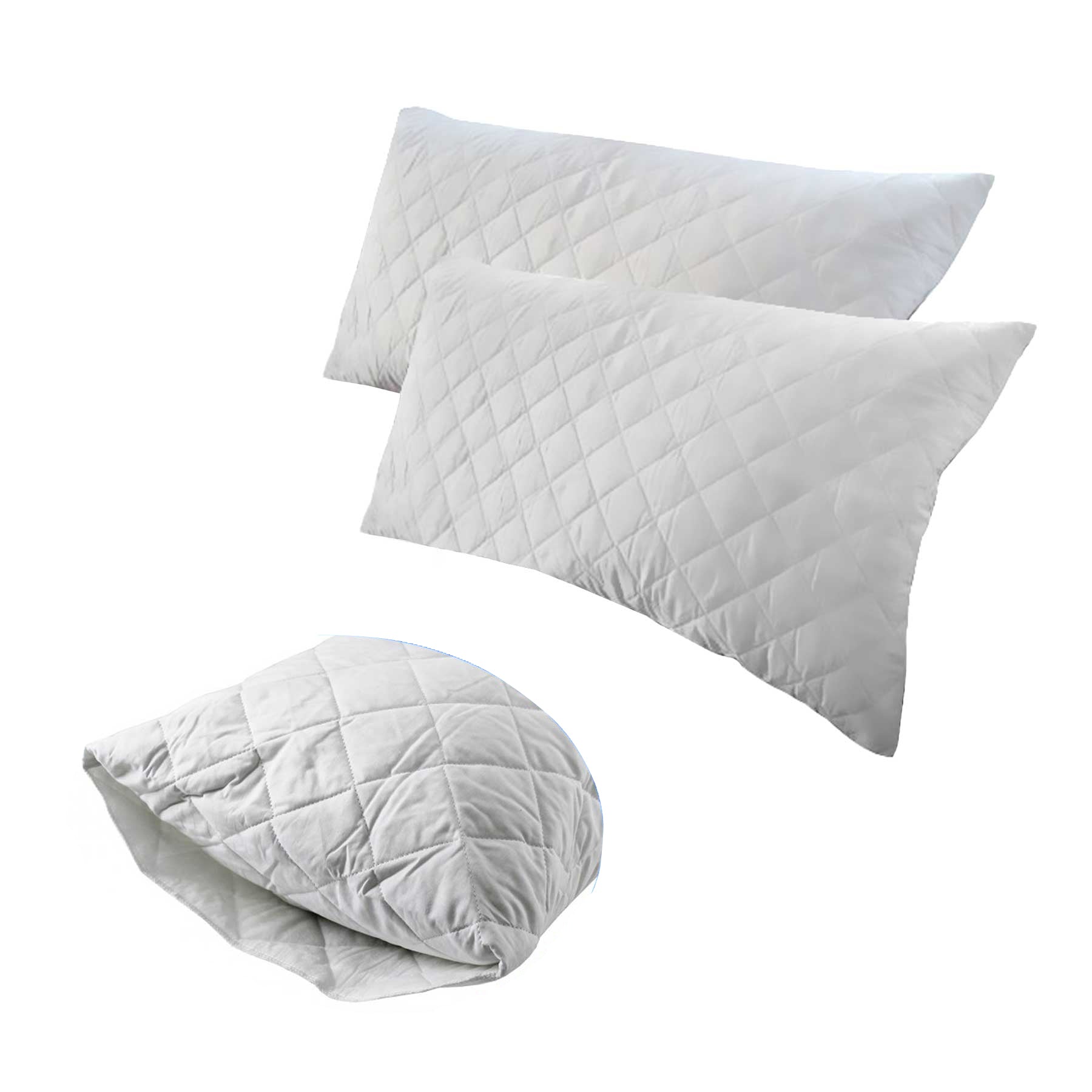 Quilted Cotton King Pillow Protectors Twin Pack 51x91 cm