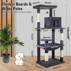 VaKa 143cm Cat Tree Scratching Post Scratcher Tower Condo House Furniture Wood