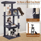 VaKa 143cm Cat Tree Scratching Post Scratcher Tower Condo House Furniture Wood