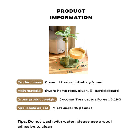 Coconut Cat Tree Tower Scratching Post Toys