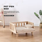 Solid Wood Pet Bed with Plush Pillows
