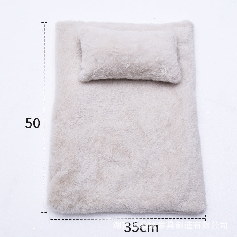 Solid Wood Pet Bed with Plush Pillows