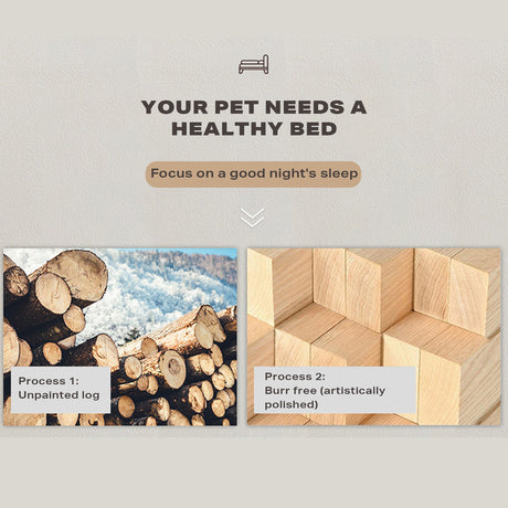 Solid Wood Pet Bed with Plush Pillows