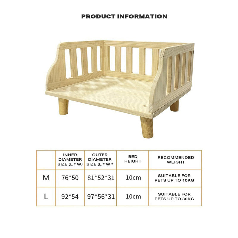 Solid Wood Pet Bed with Plush Pillows