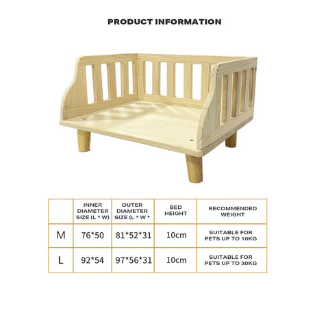 Solid Wood Pet Bed with Plush Pillows