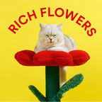 Rich Flower Cat Tree with Scratcher Pole Cat Tower with Hidaway Cat Bed Furbulous Cat Tree