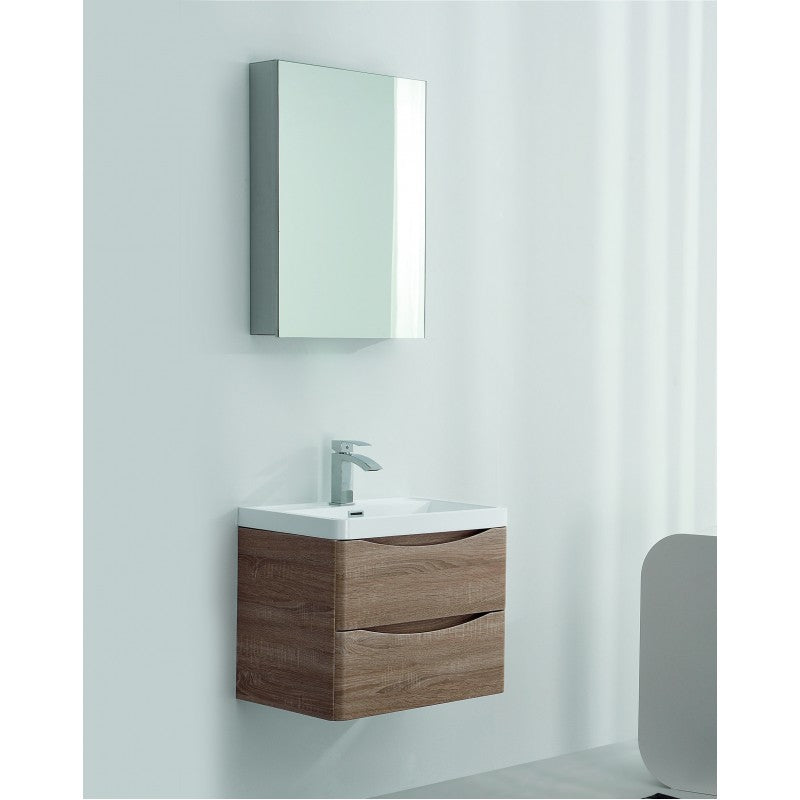 Ancona 600mm Wall Hung Bathroom Vanity - White Oak