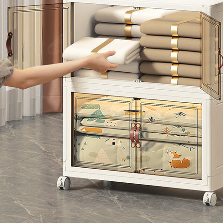 3-Tier Folding Storage Cabinet with Wheels