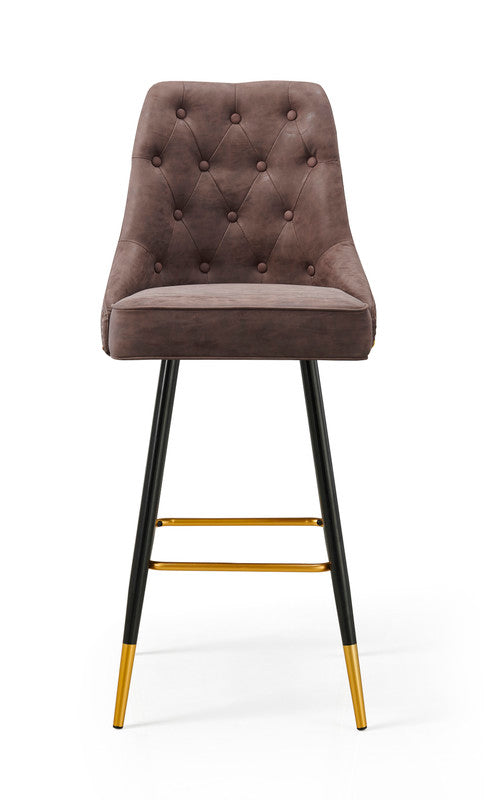 Modern Mid-Century Leather Bar Stool