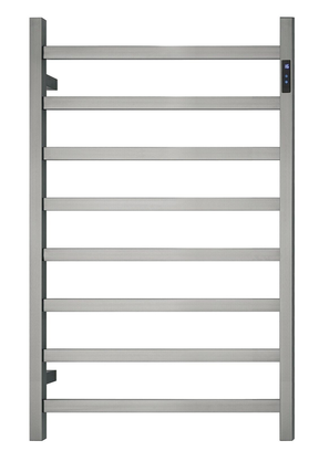 Premium Brushed Nickel 8-Bar Heated Towel Rack