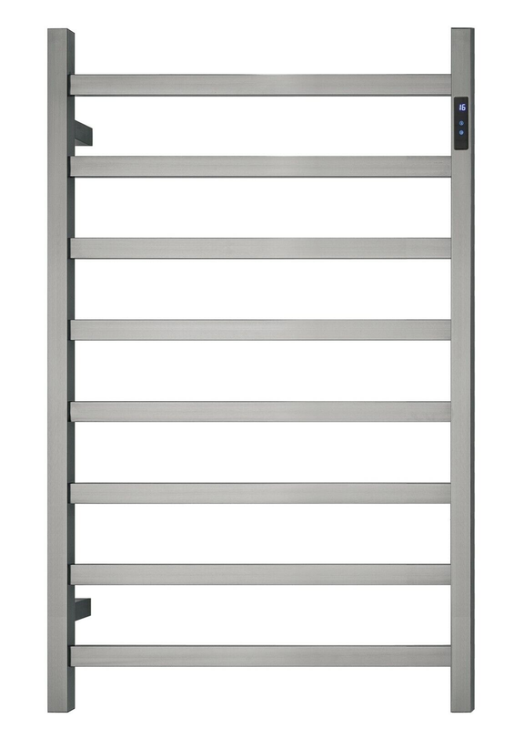 Premium Brushed Nickel 8-Bar Heated Towel Rack