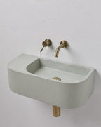 New Concrete Cement Wash Basin Counter Top Matte Mint Green terrazzo finish Wall Hung Basin