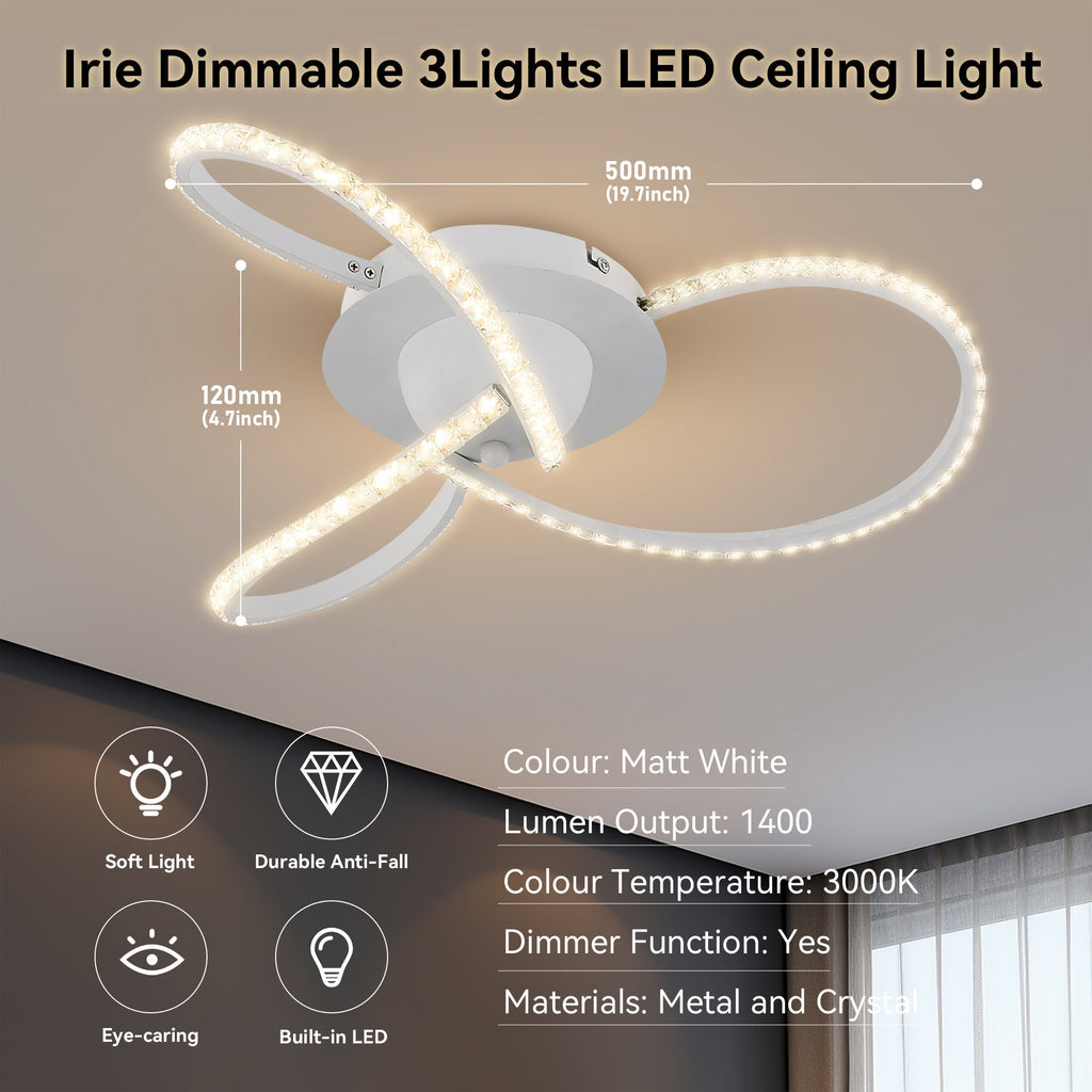 Irie Dimmable 3-Light LED Ceiling Fixture