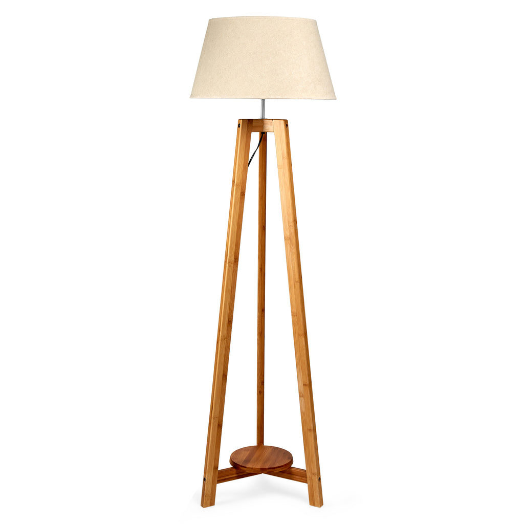 Large Bamboo Tripod Floor Lamp with Shade