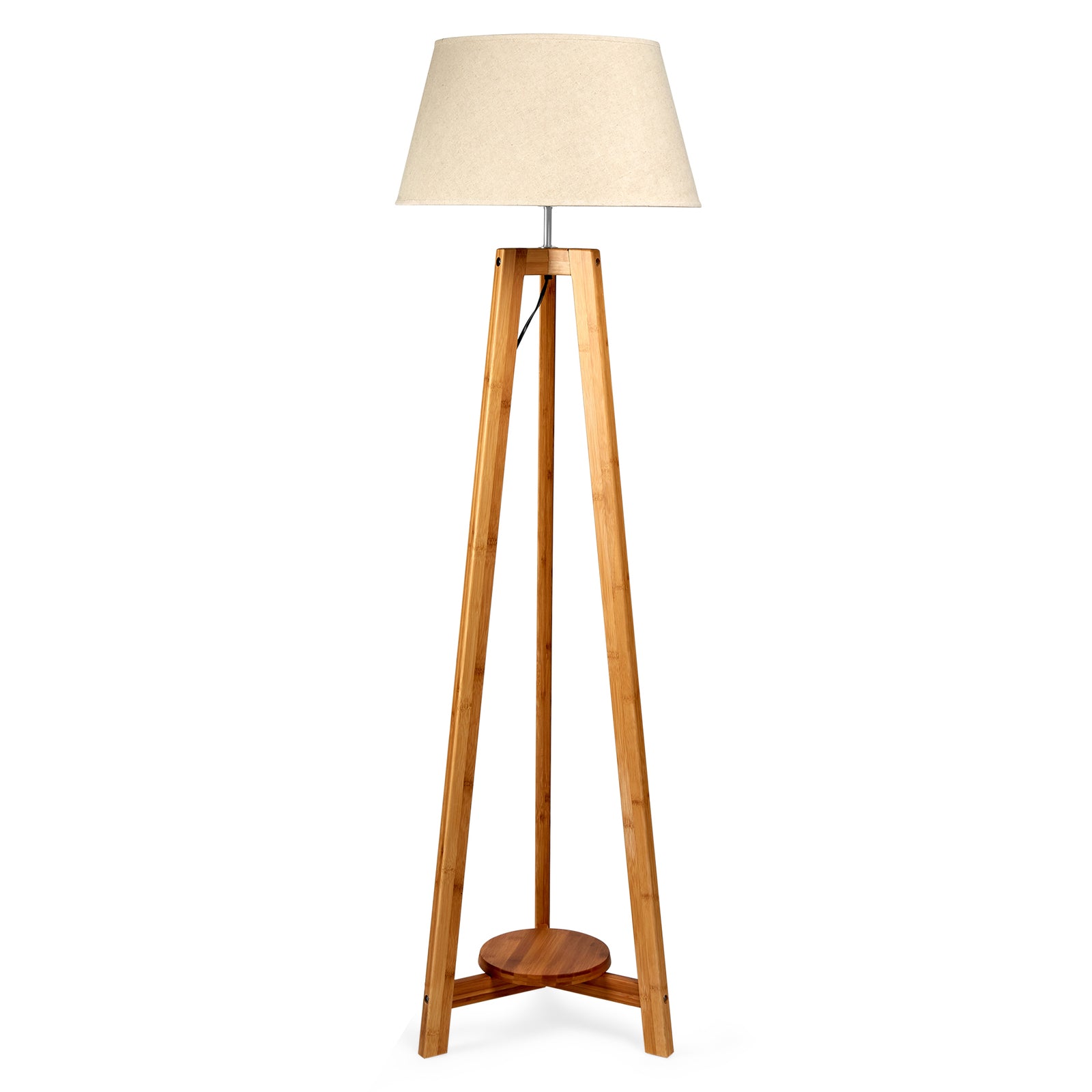Large Bamboo Tripod Floor Lamp with Shade