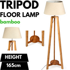 Large Bamboo Tripod Floor Lamp with Shade