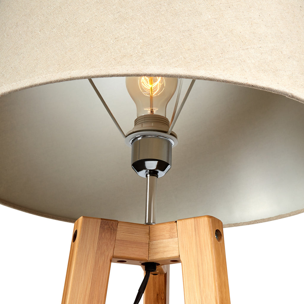 Large Bamboo Tripod Floor Lamp with Shade