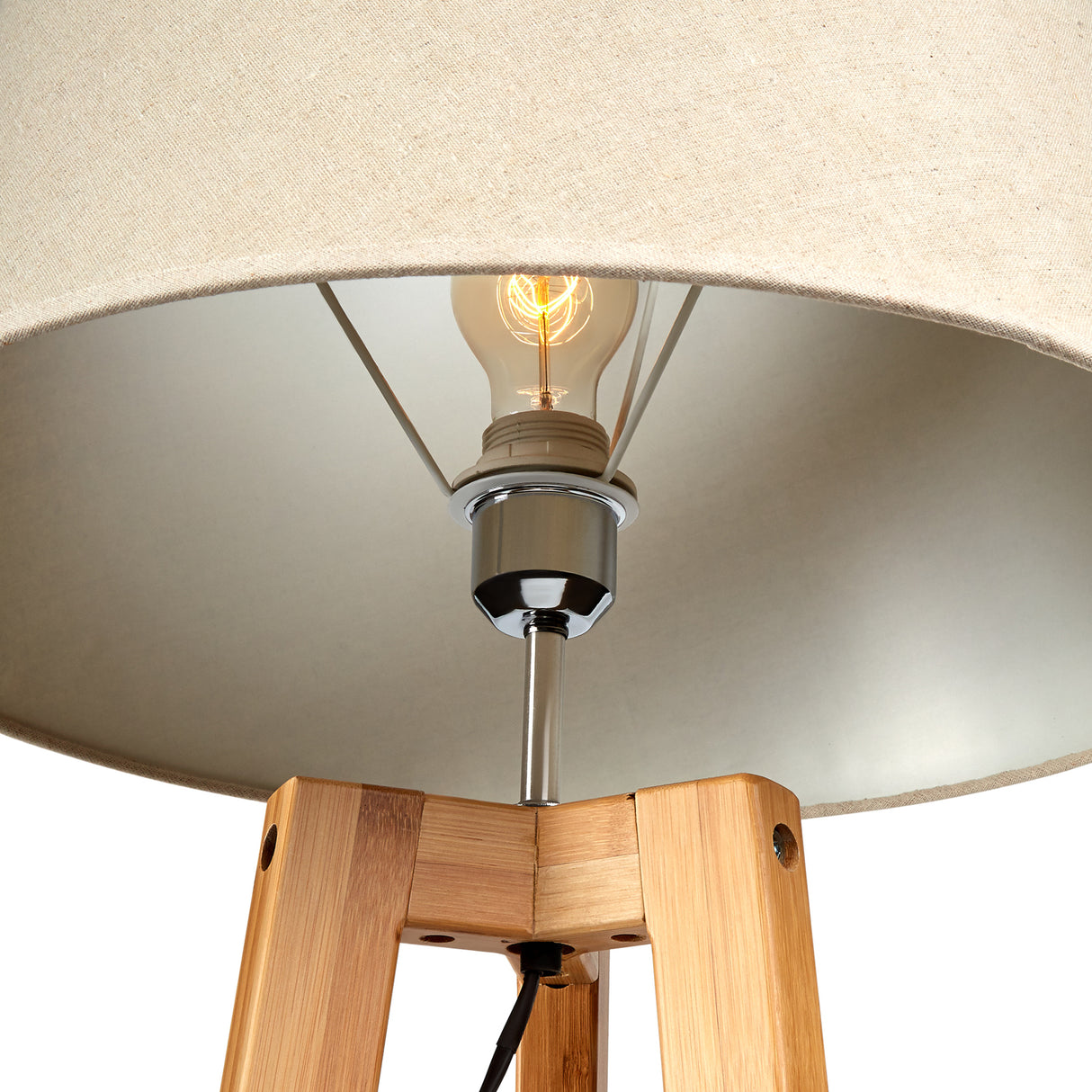 Large Bamboo Tripod Floor Lamp with Shade