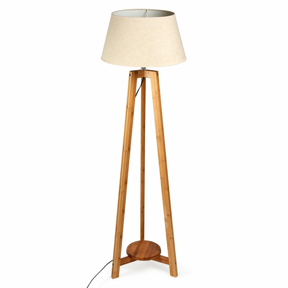 Large Bamboo Tripod Floor Lamp with Shade