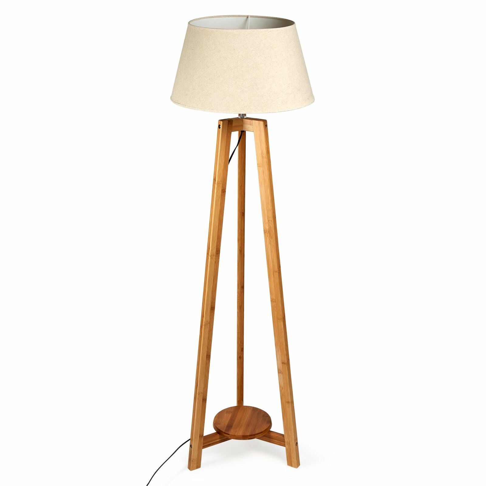 Large Bamboo Tripod Floor Lamp with Shade