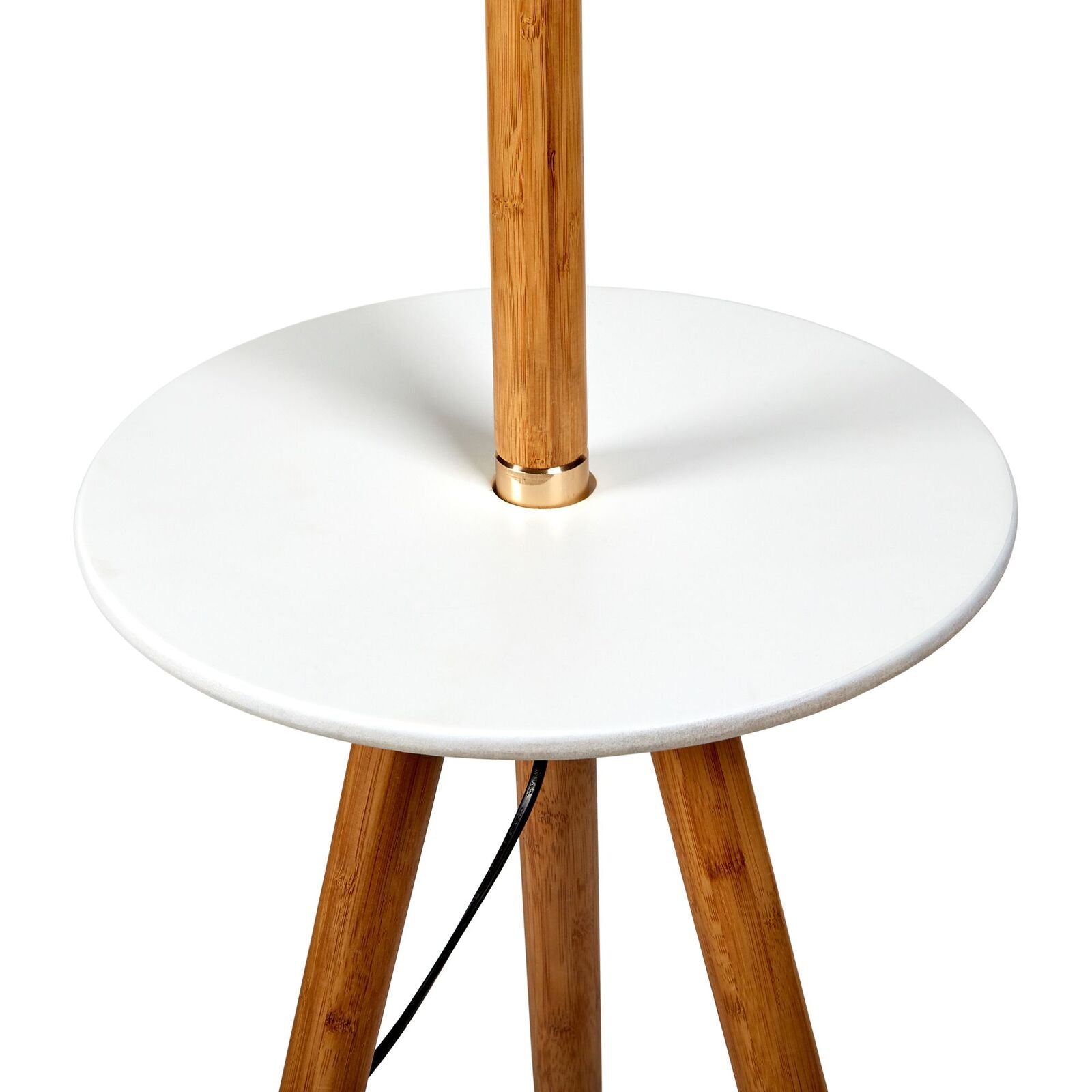 Adjustable Bamboo Tripod Floor Lamp with Table