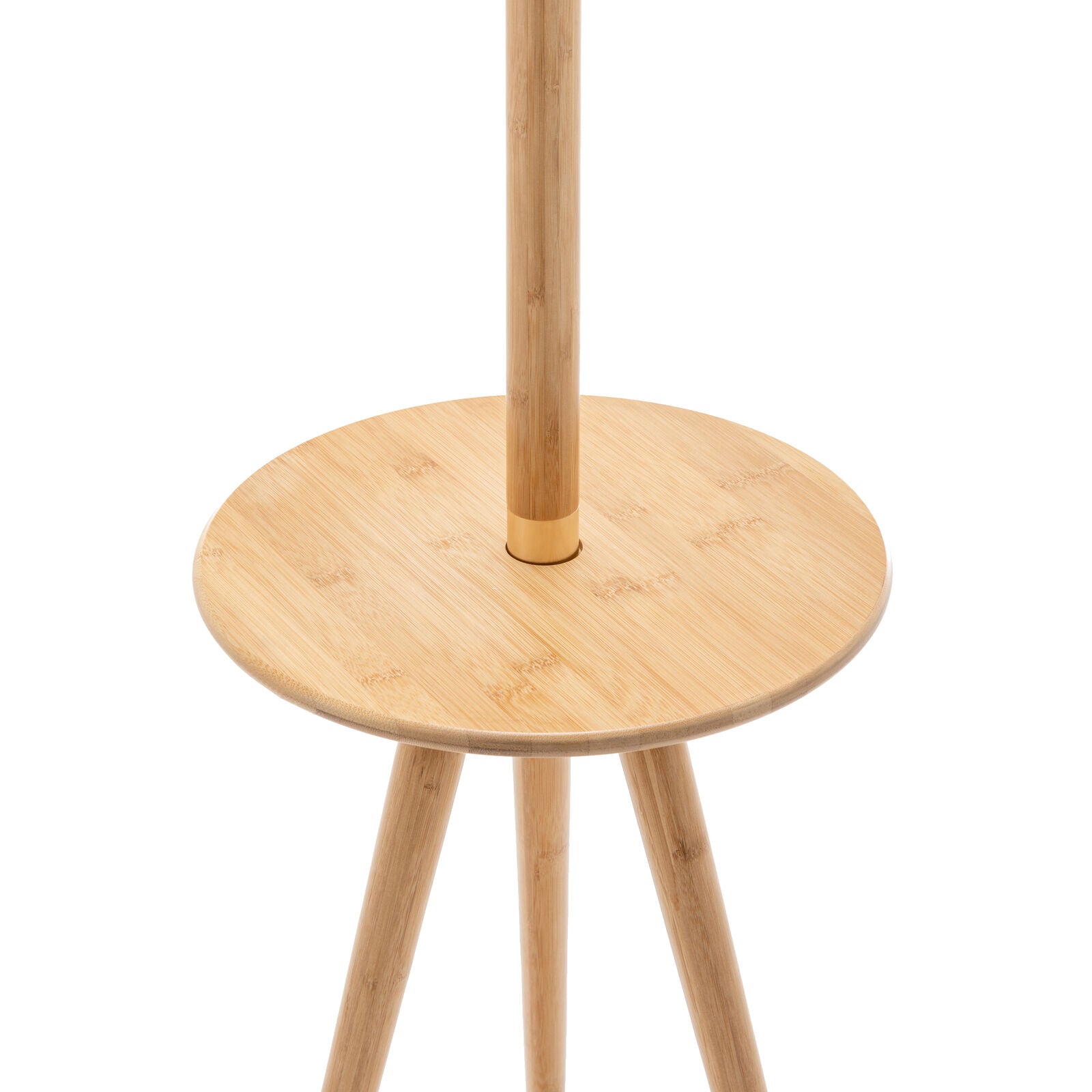Adjustable Bamboo Tripod Floor Lamp with Table