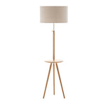 Adjustable Bamboo Tripod Floor Lamp with Table