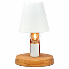 32cm Wooden Base Modern Desk Table Lamp Light Metal Shade Designer - White