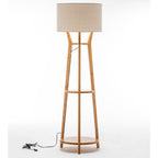 Large Bamboo Tripod Floor Lamp with Shelves