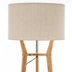 Large Bamboo Tripod Floor Lamp with Shelves