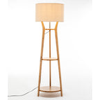Large Bamboo Tripod Floor Lamp with Shelves