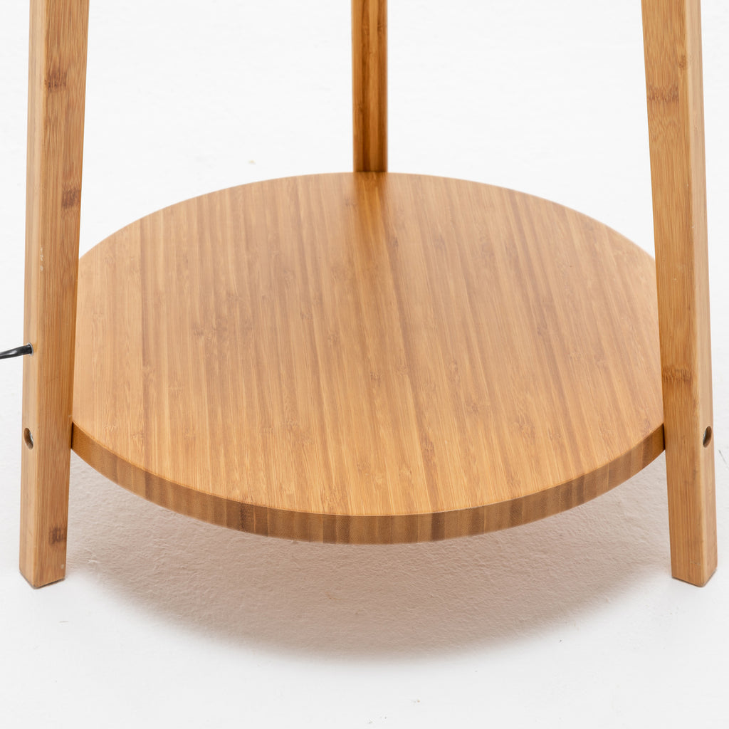Large Bamboo Tripod Floor Lamp with Shelves